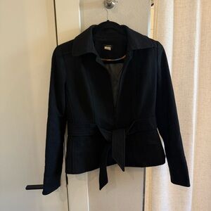 J Crew Robert Noble Black Wool Jacket Scotland Size 0 Waist Belted